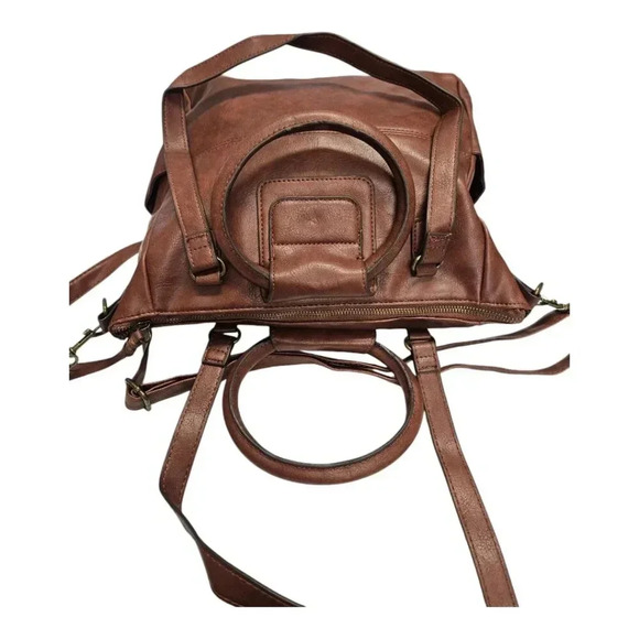 omen's Vegan Leather Convertible Tote Handbag, Stylish Round Handles, Large - Picture 4 of 12